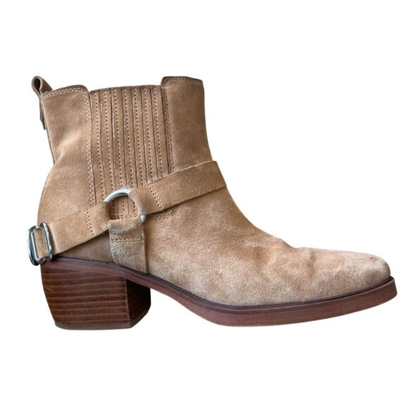 Sam Edelman Bellamie Suede Riding Heel Biker Boots Harness Size: 9 - Picture 2 of 8